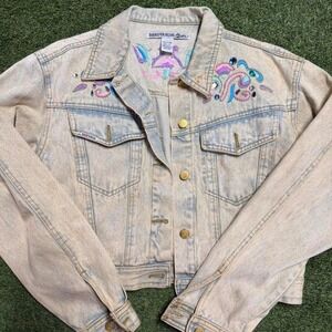 Dakota blue embroidered denim jacket Size L #denimjacket #embroidery